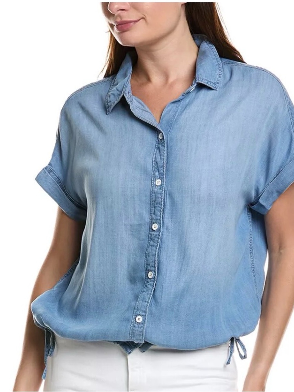 Lola River Size Small Light Blue Denim-Style Button Front Top